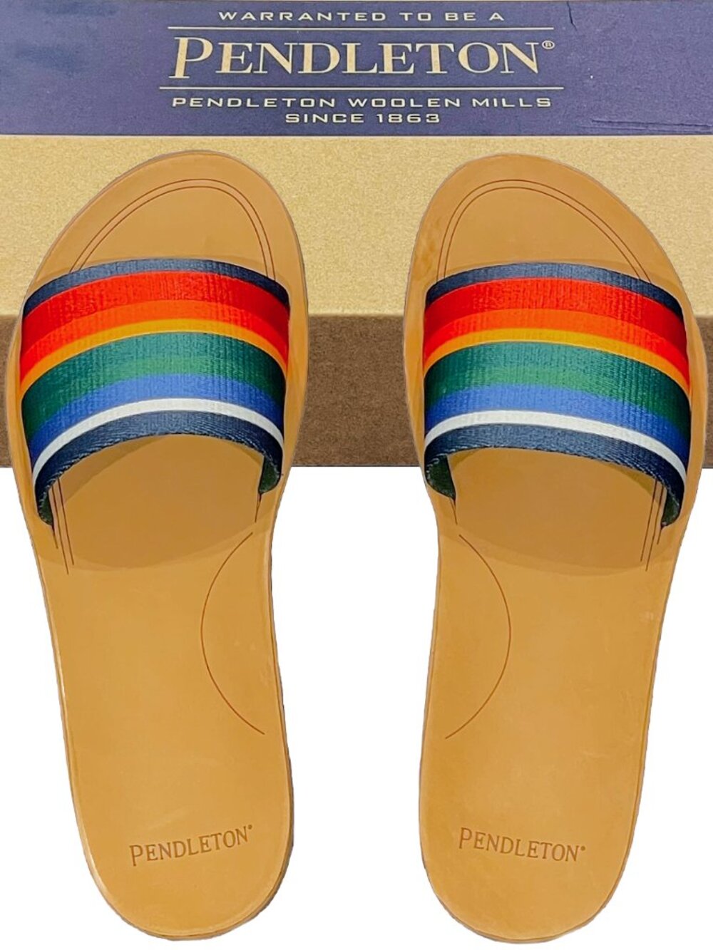 Pendleton Crater Lake National Park Slide Sandals Rainbow Stripe Size 8